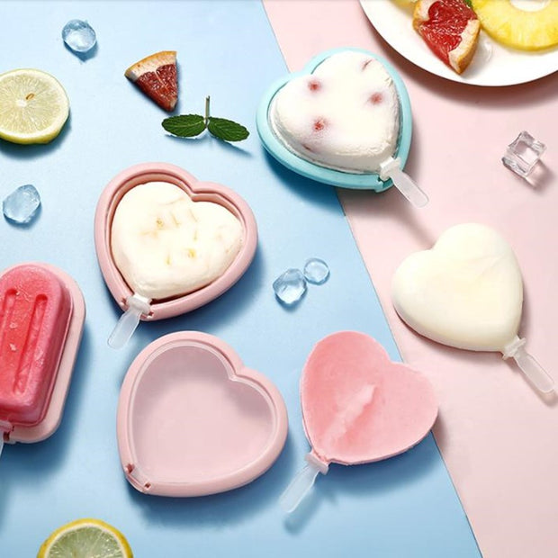 Heart-shaped silicon popsicle molds (Pack of 2)