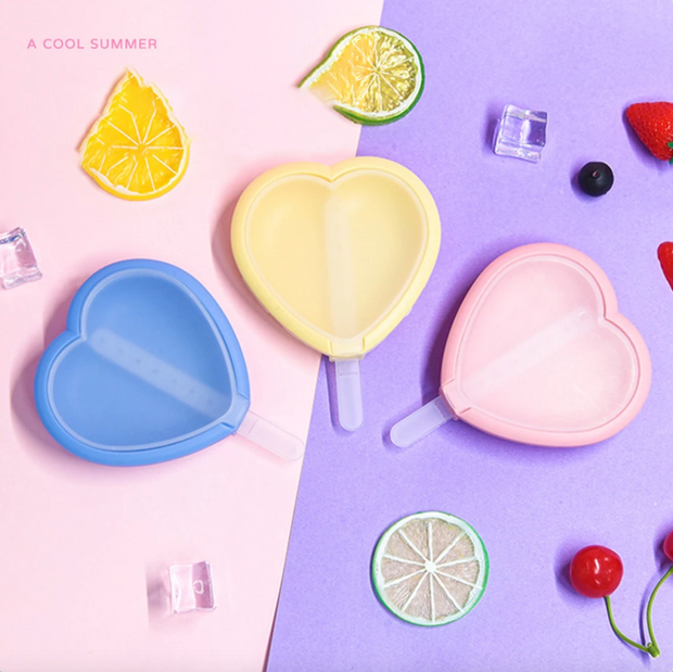 Heart-shaped silicon popsicle molds (Pack of 2)