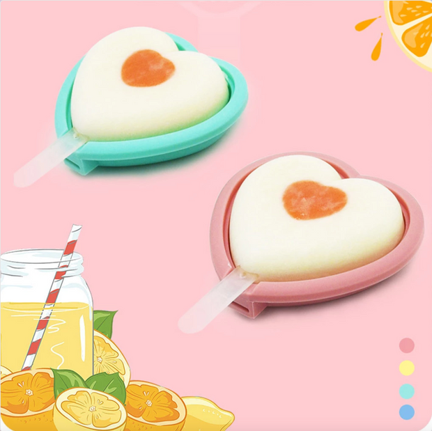 Heart-shaped silicon popsicle molds (Pack of 2)