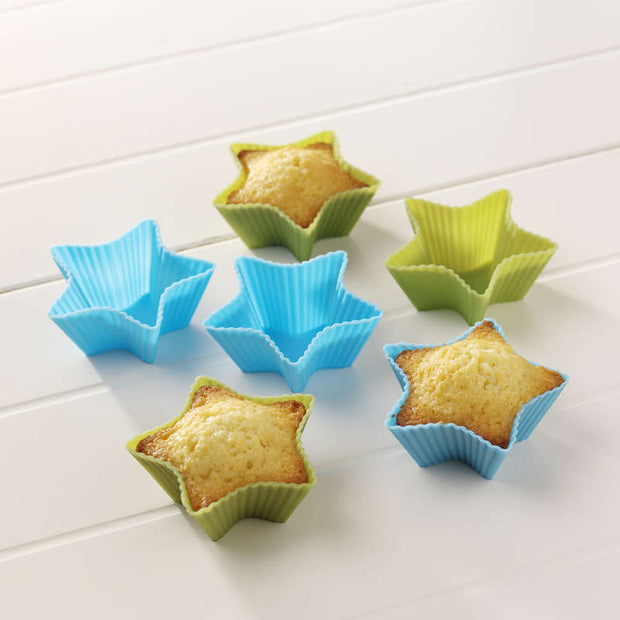 Star-shaped silicon cupcake molds (set of 6)
